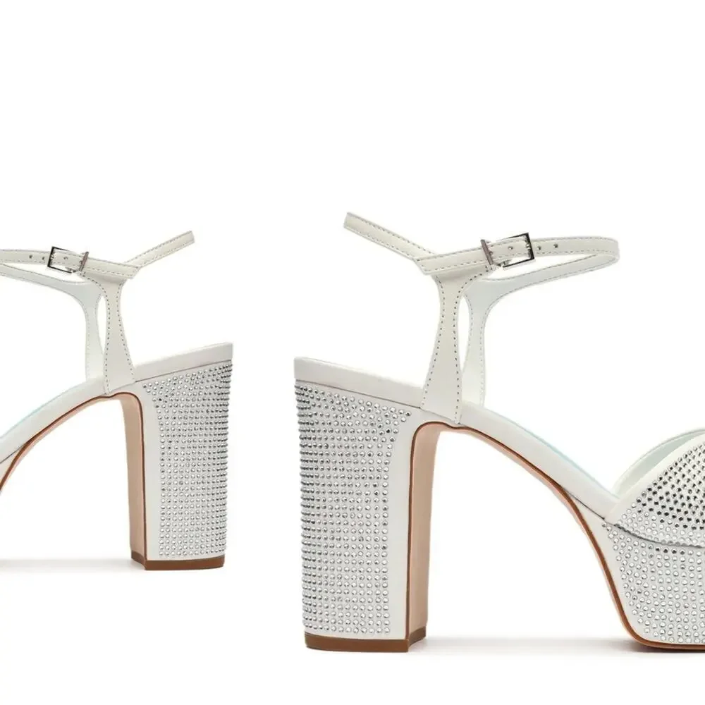 NEW Schutz KEEFA crystal Satin & Leather Sandals Sz 10.5
